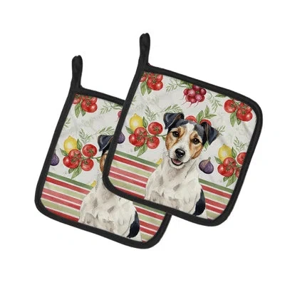 Caroline's Treasures Parson Russell Terrier Vegetables Pair Of Pot Holders In Multicolor