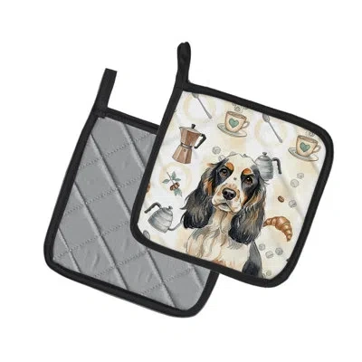 Caroline's Treasures Parti Cocker Spaniel Coffee Bar Pair Of Pot Holders In Multicolor