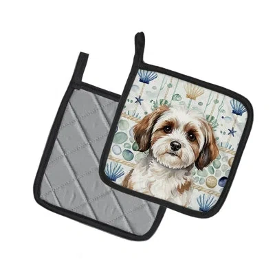 Caroline's Treasures Parti-color Havanese Coastal Sea Glass Pair Of Pot Holders In Multicolor