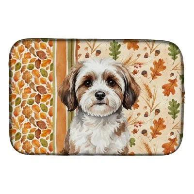 Caroline's Treasures Parti-color Havanese Heirloom Fall Dish Drying Mat In Natural