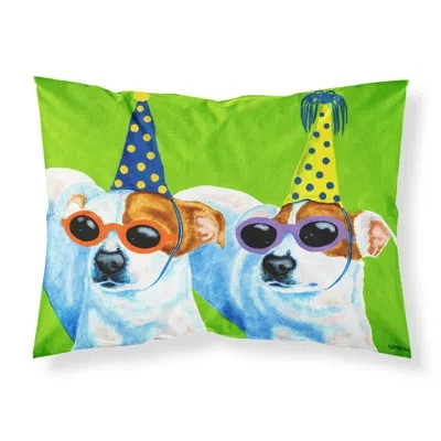 Caroline's Treasures Party Animals Jack Russell Terriers Pillowcase In Green