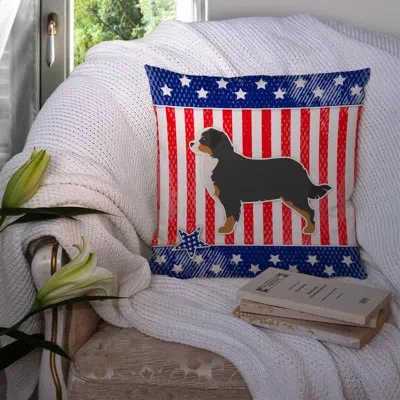 Caroline's Treasures Patriotic Usa Bernese Mountain Dog Indoor/outdoor Throw Pillow
