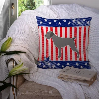 Caroline's Treasures Patriotic Usa German Wirehaired Pointer Indoor/outdoor Throw Pillow