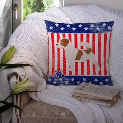 Caroline's Treasures Patriotic Usa Jack Russell Terrier Indoor/outdoor Throw Pillow