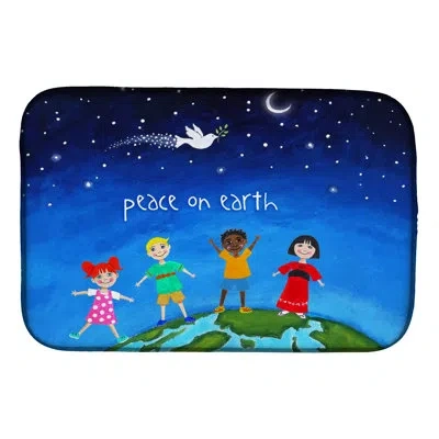 Caroline's Treasures Peace On Earth Dish Drying Mat In Natural