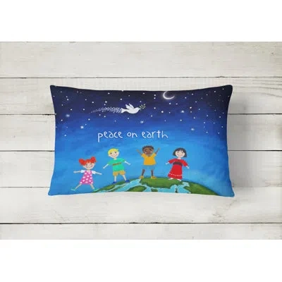 Caroline's Treasures Peace On Earth Indoor / Outdoor Lumbar Pillow