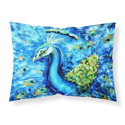 Caroline's Treasures Peacock Straight Up In Moisture Wicking Pillowcase In Blue