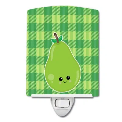 Caroline's Treasures Pear Face Ceramic Night Light In Green
