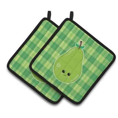 Caroline's Treasures Pear Face Potholder In Green