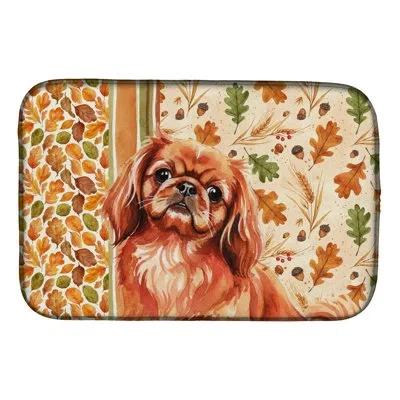 Caroline's Treasures Pekingese Heirloom Fall Dish Drying Mat In Natural
