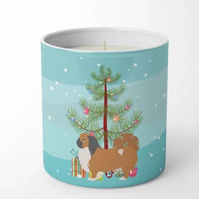 Caroline's Treasures Pekingese Merry Christmas Tree 10 oz Decorative Soy Candle In Blue;green