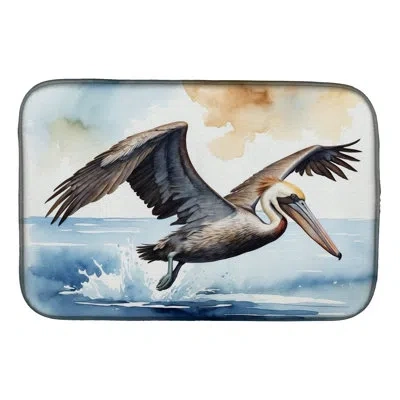 Caroline's Treasures Pelican Diving Dish Drying Mat In Natural