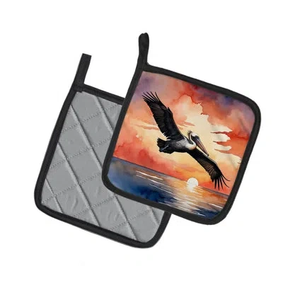 Caroline's Treasures Pelican Fiery Sunset Pair Of Pot Holders In Multicolor