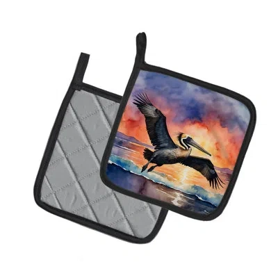 Caroline's Treasures Pelican Fiery Sunset Pair Of Pot Holders In Multicolor