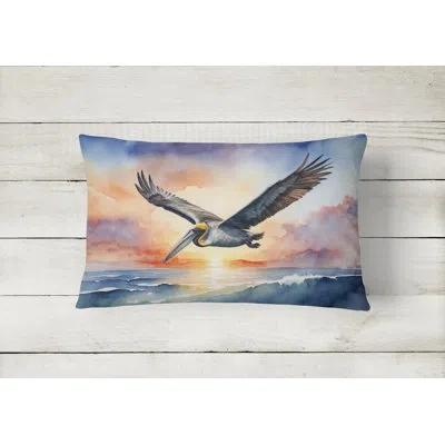 Caroline's Treasures Pelican Fyling At Sunrise Throw Pillow In Multicolor