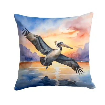Caroline's Treasures Pelican Fyling At Sunrise Throw Pillow In Multicolor