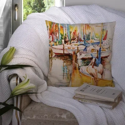 Caroline's Treasures Pelicans And Sailboats Indoor/outdoor Throw Pillow