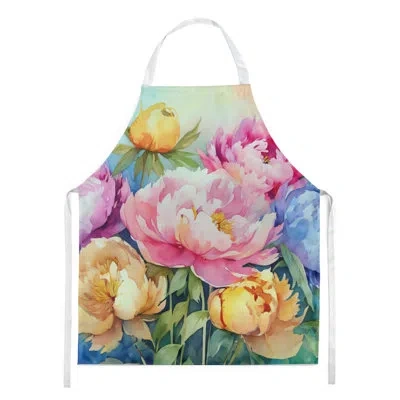 Caroline's Treasures Peonies In Watercolor Apron In Multicolor