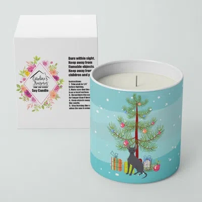 Caroline's Treasures Peruvian Hairless Dog Christmas Tree 10 oz Decorative Soy Candle In Blue;green