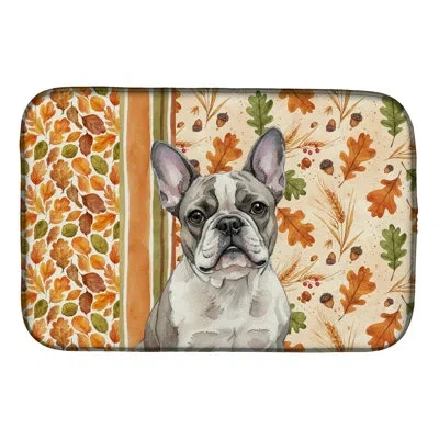 Caroline's Treasures Pied French Bulldog Heirloom Fall Dish Drying Mat In Natural