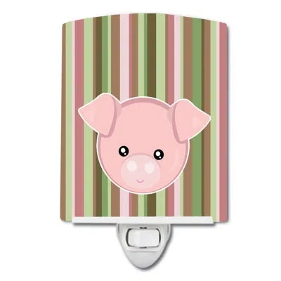 Caroline's Treasures Pig Face Ceramic Night Light In Pink