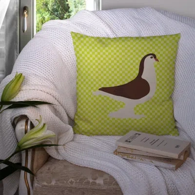 Caroline's Treasures Pigeon Check Canvas Outdoor Throw Pillow In Green
