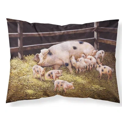 Caroline's Treasures Pigs Piglets At Dinner Time Pillowcase In Brown