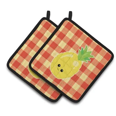 Caroline's Treasures Pineapple Face Potholder In Orange