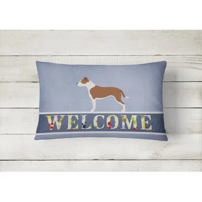 Caroline's Treasures Pit Bull Terrier Welcome Indoor/outdoor Throw Pillow