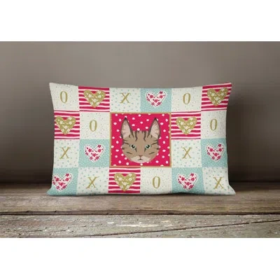 Caroline's Treasures Pixie Bob Cat Love Outdoor Rectangular Cushion With Filling
