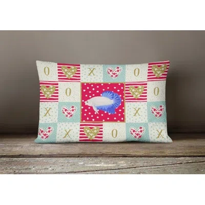 Caroline's Treasures Plakat Betta Love Outdoor Rectangular Cushion With Filling
