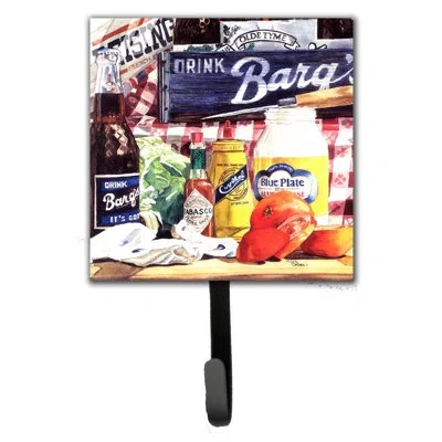 Caroline's Treasures Plate Mayonaise, Barq's And A Tomato Sandwich Leash Holder And Wall Hook In Gray;red;yellow
