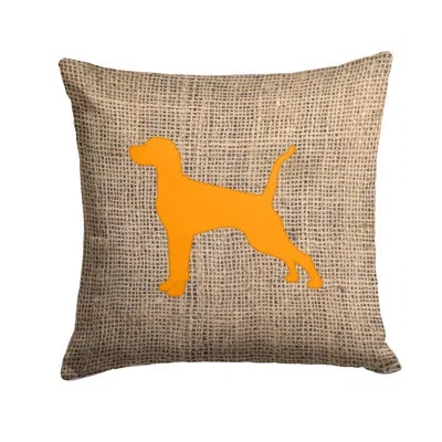 Caroline's Treasures Pointer Burlap Indoor/outdoor Throw Pillow In Orange