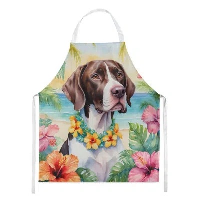 Caroline's Treasures Pointer Luau Apron In Multicolor