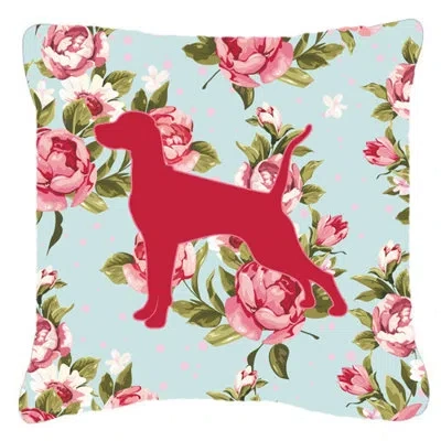 Caroline's Treasures Pointer Shabby Elegance Blue Roses Indoor/outdoor Throw Pillow