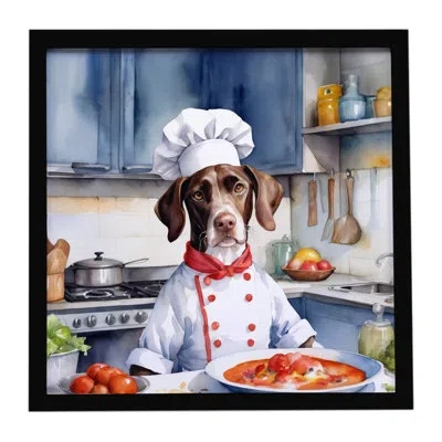 Caroline's Treasures Pointer The Chef Framed Metal Print In Multi