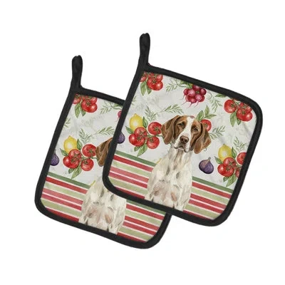 Caroline's Treasures Pointer Vegetables Pair Of Pot Holders In Multicolor