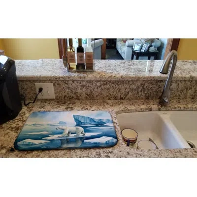 Caroline's Treasures Polar Bear On The Ice Dish Drying Mat In Natural