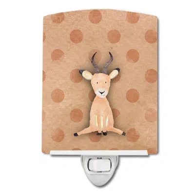 Caroline's Treasures Polka Dots Antelope Ceramic Night Light In Brown