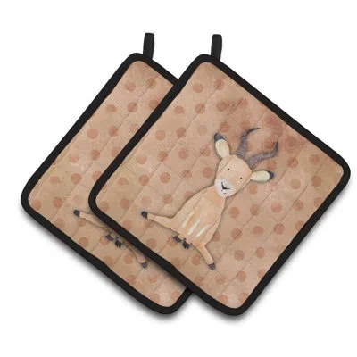 Caroline's Treasures Polkadot Antelope Watercolor Potholder In Brown