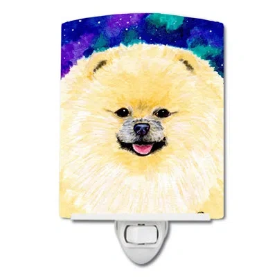 Caroline's Treasures Pomeranian Ceramic Night Light In White;yellow