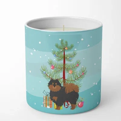 Caroline's Treasures Pomeranian Christmas Tree 10 oz Decorative Soy Candle In Multi Color