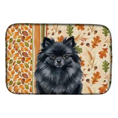 Caroline's Treasures Pomeranian Heirloom Fall Dish Drying Mat In Natural