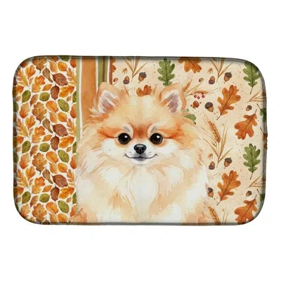 Caroline's Treasures Pomeranian Heirloom Fall Dish Drying Mat In Natural