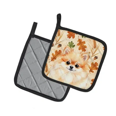 Caroline's Treasures Pomeranian Heirloom Fall Pair Of Pot Holders In Multicolor