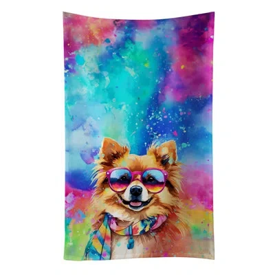 Caroline's Treasures Pomeranian Hippie Dawg Kitchen Towel In Multicolor