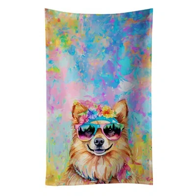 Caroline's Treasures Pomeranian Hippie Dawg Kitchen Towel In Multicolor