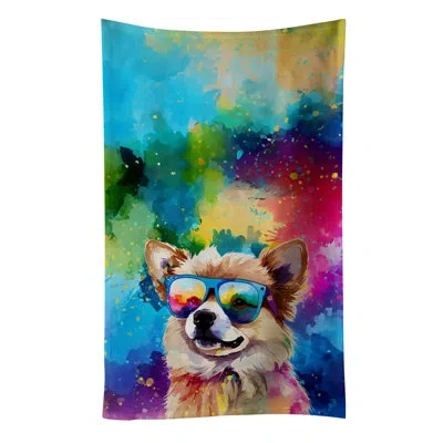 Caroline's Treasures Pomeranian Hippie Dawg Kitchen Towel In Multicolor