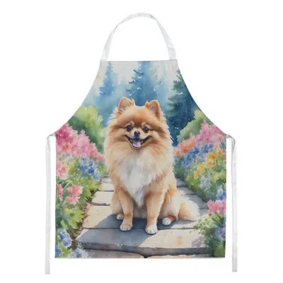 Caroline's Treasures Pomeranian Spring Path Apron In Multicolor