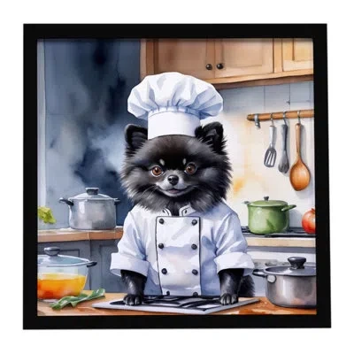 Caroline's Treasures Pomeranian The Chef Framed Metal Print In Multi